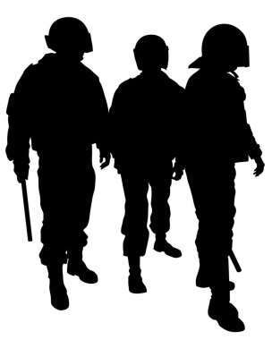 Beyaz arka planda özel polis gücü insanları