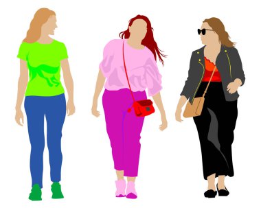 Beyaz arka planda sokak kıyafetleri giymiş genç bir kadın.