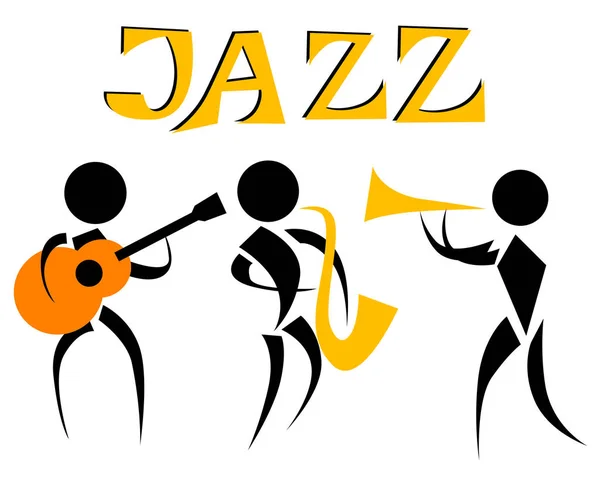 Muziek Man Whit Jazz Band Concert — Stockvector