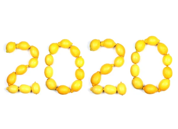Números Ano Novo Limão Fresco — Fotografia de Stock