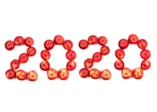 Números Ano Novo Feitos Maçãs Maduras Vermelhas — Fotografia de Stock