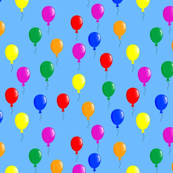 Globos Coloridos Patrón Sin Costuras Sobre Fondo Azul — Foto de Stock