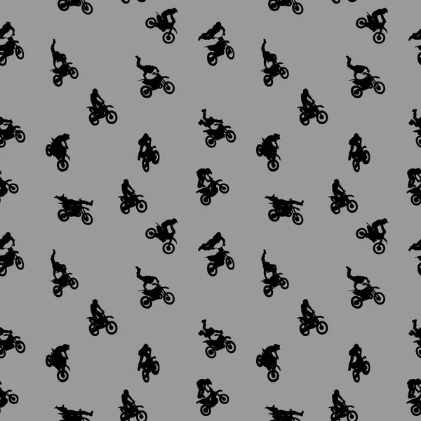 Flying Motorcyclists Seamless Pattern Extreme Sport Gray Fabric — Stock Photo, Image