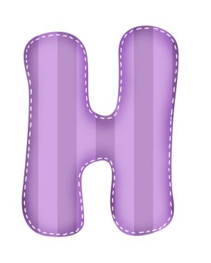 Çok renkli dokuma kumaşlarının dikildiği İngiliz alfabesinin H harfi. Beyaz arkaplanda izole nesneler