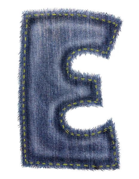 Lettere Numeri Denim Dell Alfabeto Inglese Oggetti Isolati Sfondo Bianco — Foto Stock