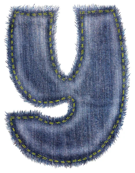 Denim Letters Nummers Van Het Engelse Alfabet Geïsoleerde Objecten Witte — Stockfoto