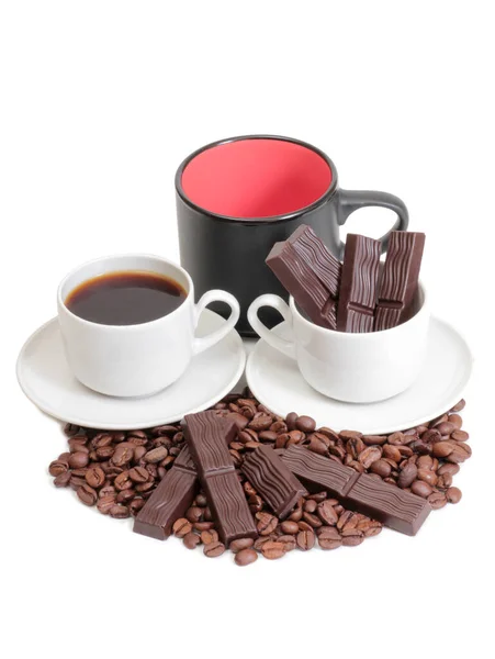 Coffee Beans Cute Chocolate Isolated Objects White Background — Stock Photo, Image