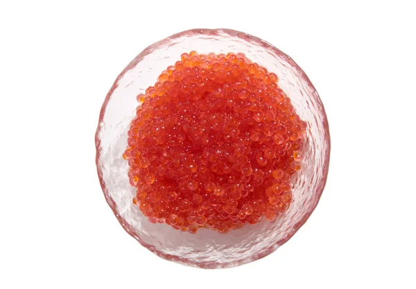 Roter Kaviar Liegt Einer Glasschale Isoliertes Objekt Auf Weißem Hintergrund — Stockfoto