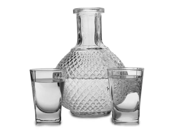 Vodka Verre Dans Ancien Style Objets Isolés Sur Fond Blanc — Photo