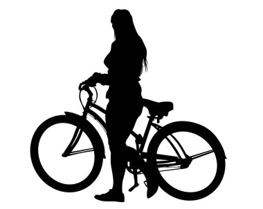 Ekstrem numaralar için bisiklete binen genç bir sporcu. Beyaz arka planda izole edilmiş siluet