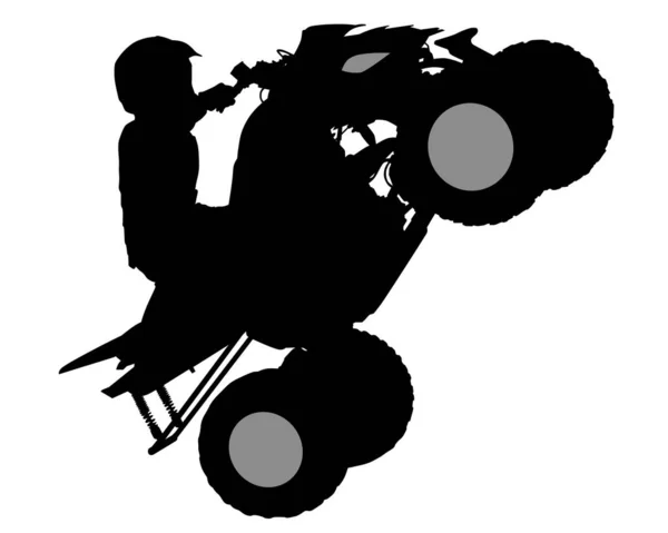 Silhuetter Idrottare Fyrhjuling Tävlingar Vit Bakgrund — Stock vektor