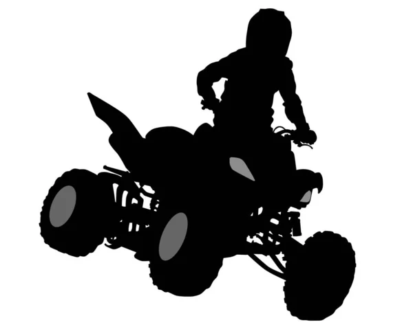 Silhouettes Athlètes Quadbike Pendant Les Courses Sur Fond Blanc — Image vectorielle