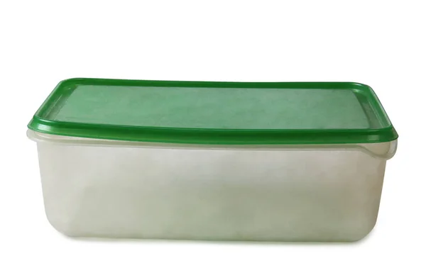 Recipientes Plástico Para Alimentos Sobre Fundo Branco — Fotografia de Stock