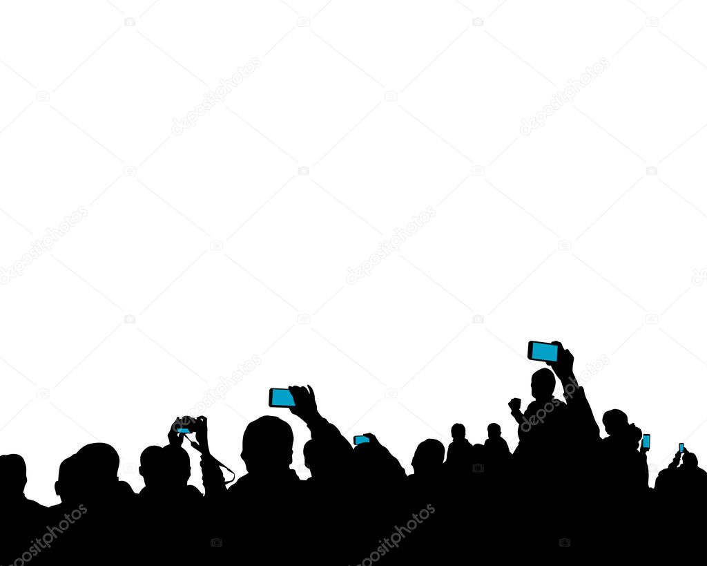 Crowd in front of the stage on a white background