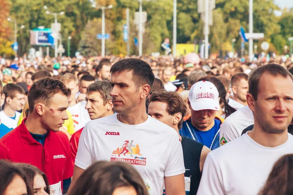 Wrzesień 15, 2018 Mińsk Białoruś Półmaraton Mińsk 2019 Bieg w mieście — Zdjęcie stockowe