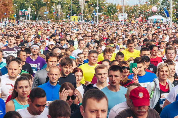 September 15, 2018 Minsk Belarus Half Marathon Minsk 2019 Running in the city — Stock Photo, Image