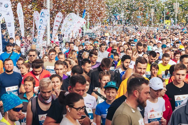 Wrzesień 15, 2018 Mińsk Białoruś Półmaraton Mińsk 2019 Bieg w mieście — Zdjęcie stockowe