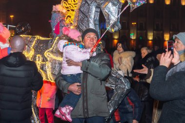 30 Aralık 2018 Minsk Belarus Yeni Yıl kutlamaları şehir meydanında.