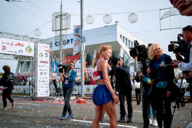 15 Eylül 2018 Minsk Belarus Yarı Maraton Minsk 2019