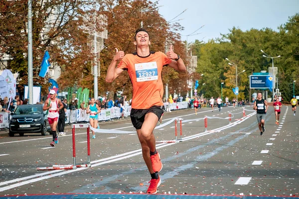 Setembro 15, 2018 Minsk Belarus Meia Maratona Minsk 2019 Correndo na cidade — Fotografia de Stock