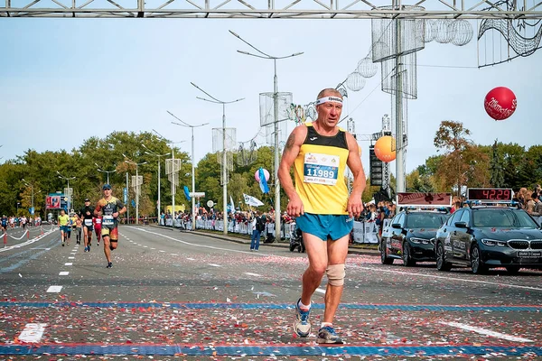 Setembro 15, 2018 Minsk Belarus Meia Maratona Minsk 2019 Correndo na cidade — Fotografia de Stock