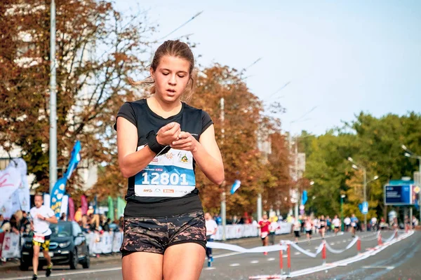 15 september 2018 Minsk Vitryssland Halvmaraton Minsk 2019 Springa i staden — Stockfoto