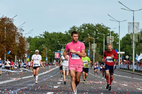 Septiembre 15, 2018 Minsk Bielorrusia Media Maratón Minsk 2019 Correr en la ciudad — Foto de Stock