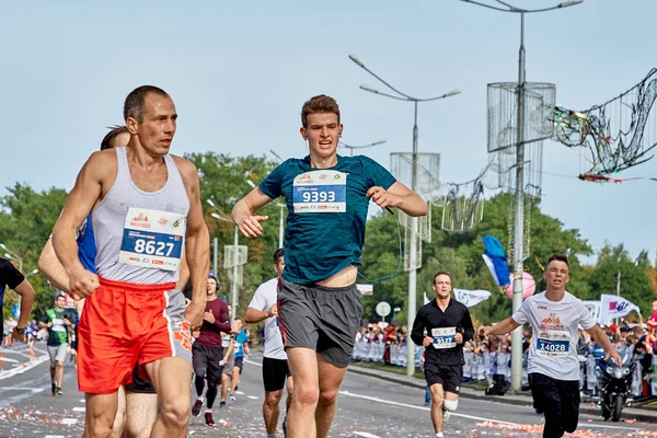 Setembro 15, 2019 Minsk Belarus Meia Maratona Minsk 2019 Correndo na cidade — Fotografia de Stock