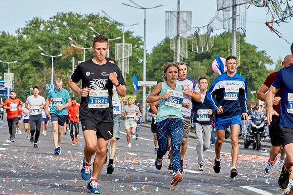 September 15, 2018 Minsk Belarus Half Marathon Minsk 2019 Running in the city — Stock Photo, Image