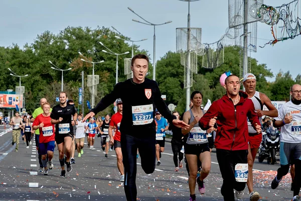 Setembro 15, 2019 Minsk Belarus Meia Maratona Minsk 2019 Correndo na cidade — Fotografia de Stock