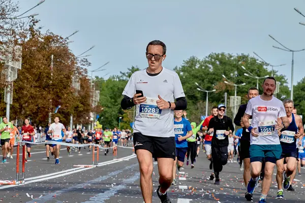 Setembro 15, 2018 Minsk Belarus Meia Maratona Minsk 2019 Correndo na cidade — Fotografia de Stock