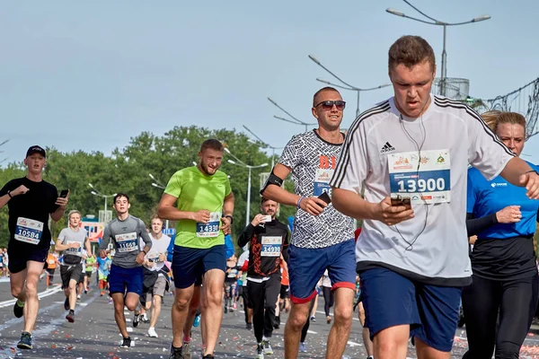 September 15, 2018 Minsk Belarus Half Marathon Minsk 2019 Running in the city — Stock Photo, Image