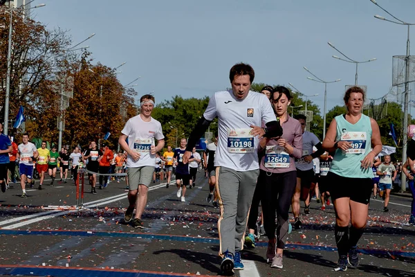 Setembro 15, 2019 Minsk Belarus Meia Maratona Minsk 2019 Correndo na cidade — Fotografia de Stock