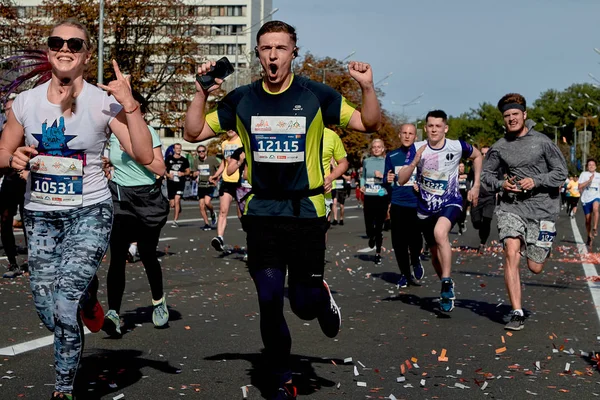 Septiembre 15, 2018 Minsk Bielorrusia Media Maratón Minsk 2019 Correr en la ciudad — Foto de Stock