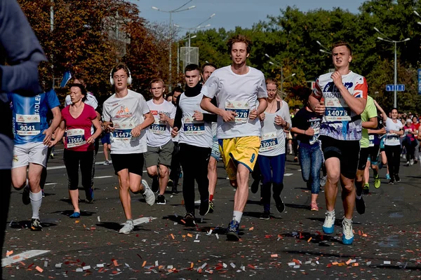 September 15, 2018 Minsk Belarus Half Marathon Minsk 2019 Running in the city — Stock Photo, Image