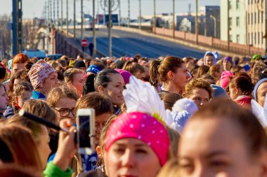 8 Mart 2019, Minsk Belarus Yarışı 8 Mart 'taki Kadınlar Günü tatili onuruna