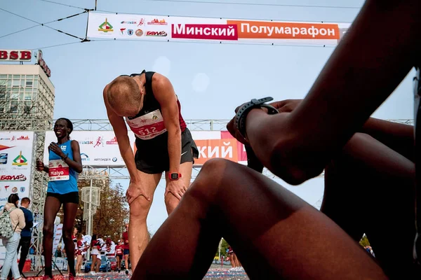 Wrzesień 15, 2018 Mińsk Białoruś Półmaraton Mińsk 2019 Bieg w mieście — Zdjęcie stockowe