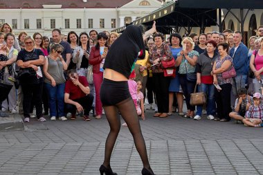 May 25, 2019 Minsk Belarus Street festivities in the evening city