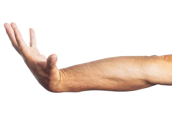 Close up invertito mano maschile con palmo in su — Foto Stock