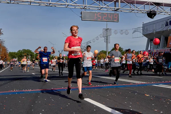 Setembro 15, 2019 Minsk Belarus Meia Maratona Minsk 2019 Correndo na cidade — Fotografia de Stock
