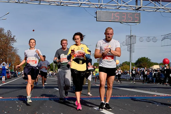 Wrzesień 15, 2018 Mińsk Białoruś Półmaraton Mińsk 2019 Bieg w mieście — Zdjęcie stockowe