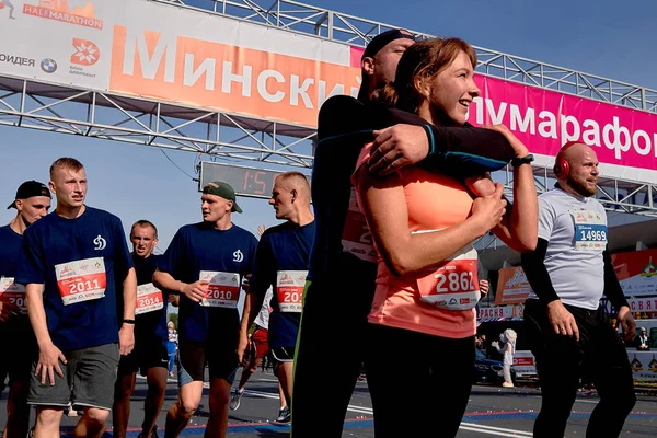 Minsk Bielorrusia Media Maratón Minsk 2019 Correr en la ciudad — Foto de Stock