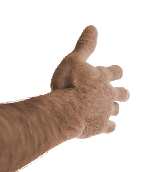 Mannelijke hand trekt een hand om hallo te zeggen — Stockfoto