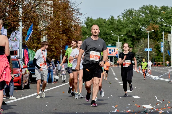 September 2019 Minsk Belarus Marathon Race Which Fast Athletes Run — Stock Photo, Image
