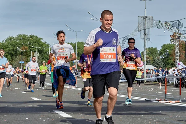 Setembro 2018 Minsk Belarus Meia Maratona Minsk 2019 Grupo Corredores — Fotografia de Stock