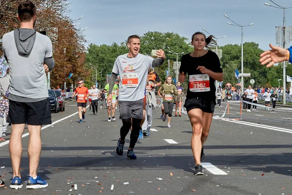 Setembro 2018 Minsk Belarus Meia Maratona Minsk 2019 Cidade Correndo — Fotografia de Stock