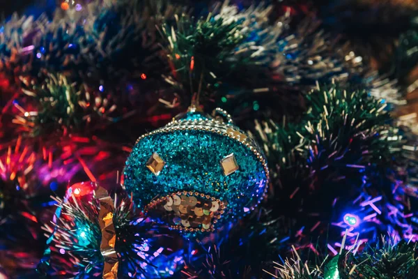 Arbre Noël Avec Des Décorations Noël Est Tir Intérieur Close — Photo