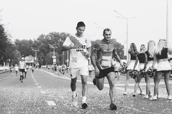 Settembre 2018 Minsk Bielorussia Mezza Maratona Minsk 2018 Bianco Nero — Foto Stock