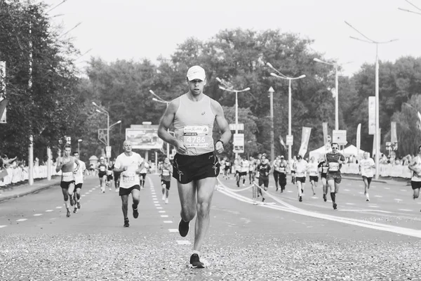 September 2018 Minsk Weißrussland Halbmarathon Minsk 2018 Einem Schwarz Weiß — Stockfoto