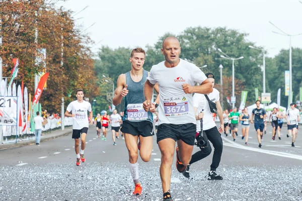 September 2018 Minsk Belarus Half Marathon Minsk 2018 Close Two — Stock Photo, Image